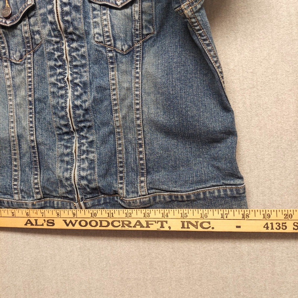 Abercrombie & Fitch Women L Denim Jacket Medium Wash Full Zip Trucker Streetwear - Picture 16 of 16